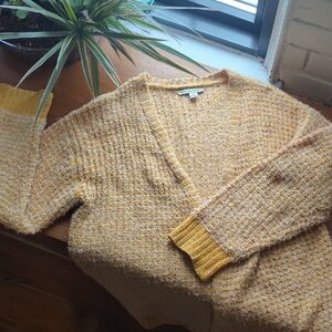 Moral Fiber Yellow and White Knit Cardigan Sweater